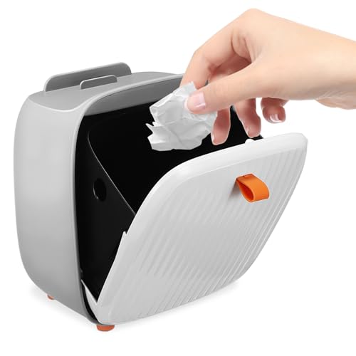FUNNETOYU Mini Tischabfalleimer Abnehmbarer Mülleimer für Schreibtisch Design Platzsparend für Schlafzimmer und Büro Dekorativer Abfallbehälter Weiß von FUNNETOYU