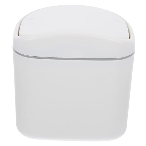 FUNNETOYU Moderner Desktop Mülleimer mit Klappdeckel Kleiner Kunststoff Abfalleimer Leichter Luxus für Büro Schlafzimmer Badezimmer Praktische Tischabfallbehälter mit Mittlerer Kapazität von FUNNETOYU