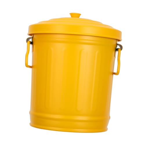 FUNNETOYU Mülleimer mit Deckel Müllbehälter Mini kleiner Korb mit Deckel Büro einfach kleiner Mülleimer Schreibtischbehälter für Haustiere Metalldosen mit Deckel Eisen Yellow FUNNETOYU Mülleimer mit Deckel Müllbehälter Mini kleiner Korb mit Deckel Büro einfach kleiner Mülleimer Schreibtischbehälter für Haustiere Metalldosen mit Deckel Eisen Yellow von FUNNETOYU