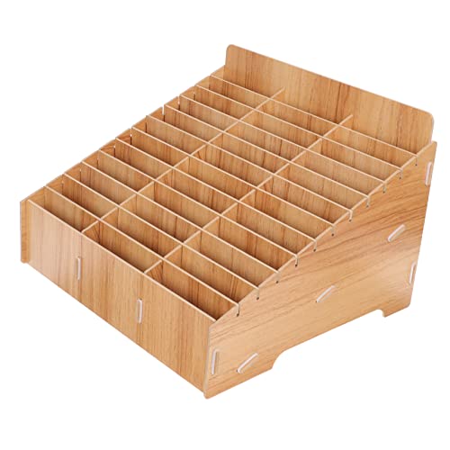 FUNNETOYU Multifunktionale Handy Aufbewahrungsbox Fächer Braun Stabiler Schreibtisch Organizer für Klassenzimmer Büro und Tagungsraum Praktischer Multi Grid Telefonmanagement Halter von FUNNETOYU