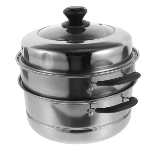 FUNNETOYU Multifunktionaler Edelstahl Dampfgarer mit Dreilagigem Glasdeckel Dicker Boden Großer Kapazität Geeignet für Gas und Induktionsherde Gesunde Zubereitung für Zuhause und von FUNNETOYU