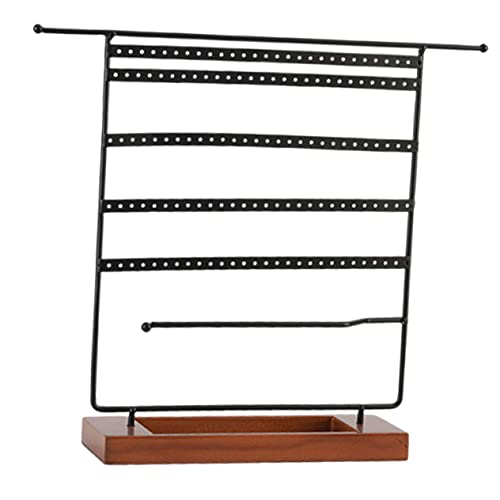 FUNNETOYU Multifunktionaler Schmuckhalter aus mit Vintage Holzsockel Organizer für Halsketten Ohrringe und Armbänder Platzsparendes Aufbewahrungsdisplay für Zuhause und Geschäft von FUNNETOYU