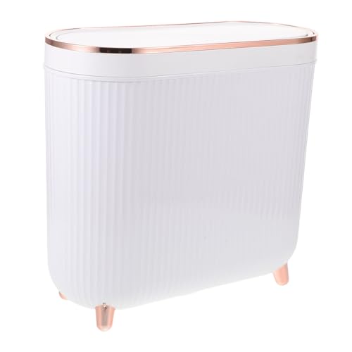 FUNNETOYU Narrow Bathroom Trash Can mit Deckel Abfallbehälter für Enge Räume Modernes Design Langlebiger Kunststoff Platzsparend für Toilette Bad Gäste-wc Stilvoll und Praktisch von FUNNETOYU