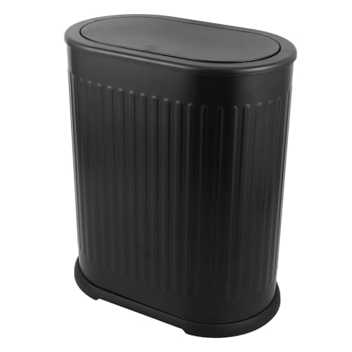 FUNNETOYU Narrow Plastic Trash Can mit Pressdeckel Geruchsdichter Abfalleimer für Badezimmer Schlafzimmer Wohnzimmer Platzsparender Mülleimer mit Großem Fassungsvermögen für Enge Räume von FUNNETOYU