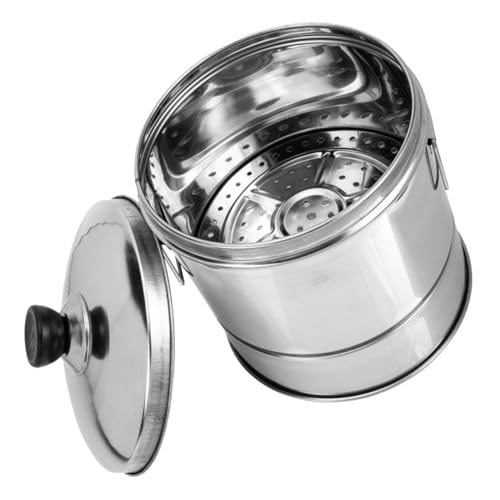 FUNNETOYU Reisdampfer Reiskocher gekleidet groß Dampfreiseimer multi Reisfass Kochgeschirr Edelstahl Eimer zum Servieren von Reis Sushi-Eimer Rostfreier Stahl Silver von FUNNETOYU