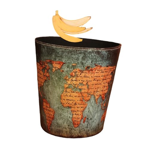 FUNNETOYU Retro Waste Paper Basket Vintage Abfalleimer ohne Deckel Stilvoller Mülleimer für Zuhause und Büro Robuster Fallresistenter Behälter im Britischen Design für Wohnzimmer und von FUNNETOYU