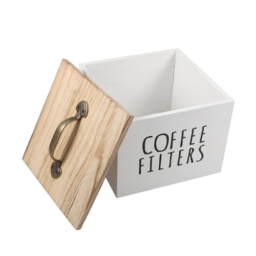 FUNNETOYU Robuste Quadratische Holz aufbewahrungsbox mit Deckel Eleganter Organizer für Tee Kaffee und Süßigkeiten Großer Stauraum Staubgeschützt Vielseitig für Küchentheke und Kleine von FUNNETOYU