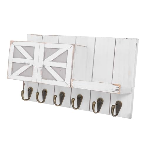 FUNNETOYU Rustikaler Wandmontierter Schlüsselhalter mit Regal aus Briefablage und Haken Weißer Holz Organizer für Flur Platzsparend Langlebig Einfache Montage Landhausstil FUNNETOYU Rustikaler Wandmontierter Schlüsselhalter mit Regal aus Briefablage und Haken Weißer Holz Organizer für Flur Platzsparend Langlebig Einfache Montage Landhausstil von FUNNETOYU