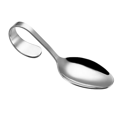 FUNNETOYU Servierlöffel mit Gebogenem Griff Poliert Robustes Besteck für Buffet Hochzeit Cocktailparty Glatte Oberfläche Einfach zu Reinigen Silberfarben von FUNNETOYU