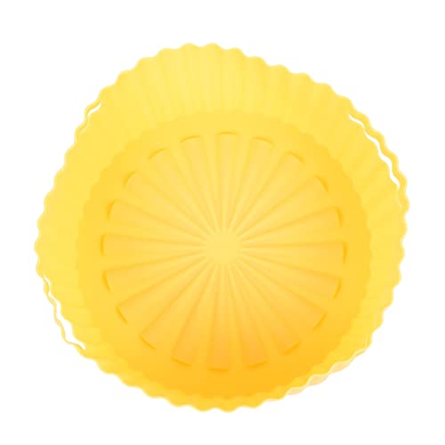 FUNNETOYU Silikonmatte Airfryer Wiederverwendbar Antihaft Heißluftfritteuse Pad Langlebig Lebensmittelecht Gelb Geeignet für Fettarmes Garen von Burgern Fisch und Snacks von FUNNETOYU