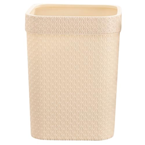FUNNETOYU Simulierter Rattan Tisch Mülleimer Quadratischer Abfallkorb mit Großer Kapazität Ergonomisches Design Vielseitig für Küche Badezimmer Wohnzimmer und und Langlebig Apricotfarben von FUNNETOYU