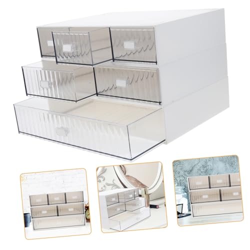 FUNNETOYU Stapelbare Schubladenbox Lagig mit Fächern Weiß Gestreifter Desktop Organizer aus Robustem Großer Kosmetik und Schreibtisch Organizer für Bad Büro und Wohnzimmer Praktische FUNNETOYU Stapelbare Schubladenbox Lagig mit Fächern Weiß Gestreifter Desktop Organizer aus Robustem Großer Kosmetik und Schreibtisch Organizer für Bad Büro und Wohnzimmer Praktische von FUNNETOYU