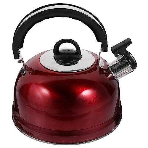 FUNNETOYU Edelstahl Flötenkessel Mit Ergonomischem Griff Wasserkessel Für Induktionsherde Und Gasherde Langlebig Und Einfach Zu Reinigen Leuchtend Rot Für Stilvolle Küchendekoration von FUNNETOYU