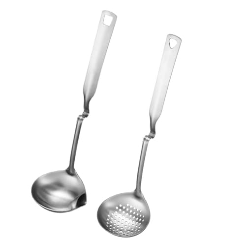 FUNNETOYU Teiliges Edelstahl Küchenutensilien Slotted Spoon und Suppenkelle mit Langem Griff Hitzebeständig Wandhängend Lebensmittelecht zum Abtropfen und Servieren von Speisen FUNNETOYU Teiliges Edelstahl Küchenutensilien Slotted Spoon und Suppenkelle mit Langem Griff Hitzebeständig Wandhängend Lebensmittelecht zum Abtropfen und Servieren von Speisen von FUNNETOYU