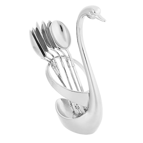 FUNNETOYU Teiliges Set Eleganter Schwan Basis Obstlöffel aus Legierung für Stilvolle Küchentische für Desserts und Teepartys Praktisch und Dekorativ von FUNNETOYU