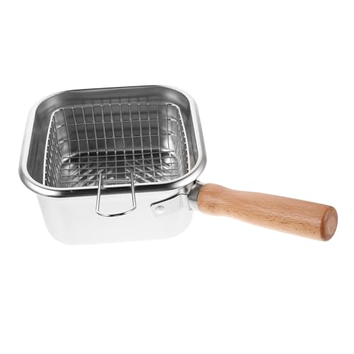 FUNNETOYU Tragbarer Edelstahl Frittierkorb mit Korb Multifunktionaler Deep Fryer Topf für Zuhause zum Frittieren von Fisch Hähnchen Pommes und Nudeln Leicht zu Reinigen Raucharm Gesundes von FUNNETOYU