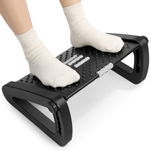 FUNNETOYU Verstellbare Fußstütze für Schreibtisch rutschfeste Fußablage mit Massagefunktion für Zuhause und Büro Ergonomisch Platzsparend und Stabil zur Entlastung von Beinen und Knie von FUNNETOYU