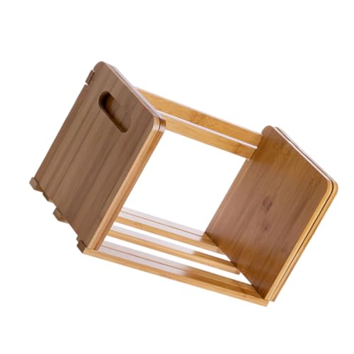 FUNNETOYU Verstellbares Bambus Schreibtisch bücherregal mit Rundem Glattem Design Ausziehbar für Flexiblen Desktop Buchhalter und Stilvolle Aufbewahrung für Büro und Zuhause von FUNNETOYU