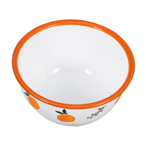 FUNNETOYU Vintage Emaille Schüssel Orange mit Retro Muster Vielseitige Suppenschale und Reisschale Spritzfestes Emaille Becken für Suppe Obst Snacks und Teigzubereitung im Haushalt FUNNETOYU Vintage Emaille Schüssel Orange mit Retro Muster Vielseitige Suppenschale und Reisschale Spritzfestes Emaille Becken für Suppe Obst Snacks und Teigzubereitung im Haushalt von FUNNETOYU