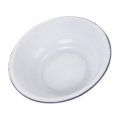 FUNNETOYU Vintage Emaille Waschbecken Weiß Mehrzweck Emaillebecken für Küche und Haushalt Robustes Becken zum Gemüsewaschen Gesichtspflege und Teigkneten Klassisches Retro Design Dickwandig von FUNNETOYU