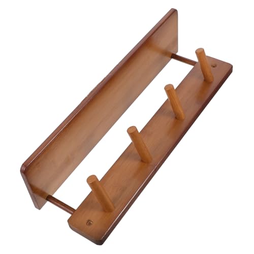 FUNNETOYU Vintage Garderobenleiste mit Regal aus Holz Robuste Wandhaken Platzsparend Einfach Montierbar für Schlafzimmer Flur Wohnzimmer Rustikaler Landhausstil Haken mit Ablage von FUNNETOYU