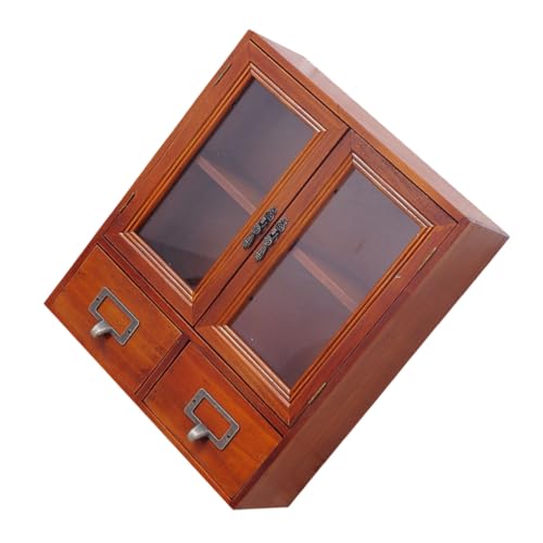 FUNNETOYU Vintage Holzschrank mit Mehreren Geräumiges Aufbewahrungsregal für Kosmetik Schmuck Bürobedarf Feine Verarbeitung Robustes Design Praktisches Desktop Display für Zuhause und Büro von FUNNETOYU