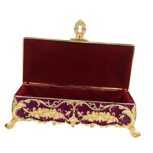 FUNNETOYU Vintage Schmuckschatulle Metalllegierung Schmuckbox Damen Tragbar Reise Schmuckaufbewahrung für Ringe Halsketten Armbänder Luxuriöser Europäischer Stil Dresser Dekoration von FUNNETOYU