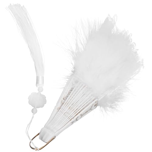 FUNNETOYU Vintage Spitzen-feder Fächer Faltbarer Handfächer mit Eleganter Quaste Leichter Braut Plume Fan für Hochzeit Cosplay und Tanz Doppelseitiger Weißer Spitzen-federfächer FUNNETOYU Vintage Spitzen-feder Fächer Faltbarer Handfächer mit Eleganter Quaste Leichter Braut Plume Fan für Hochzeit Cosplay und Tanz Doppelseitiger Weißer Spitzen-federfächer von FUNNETOYU