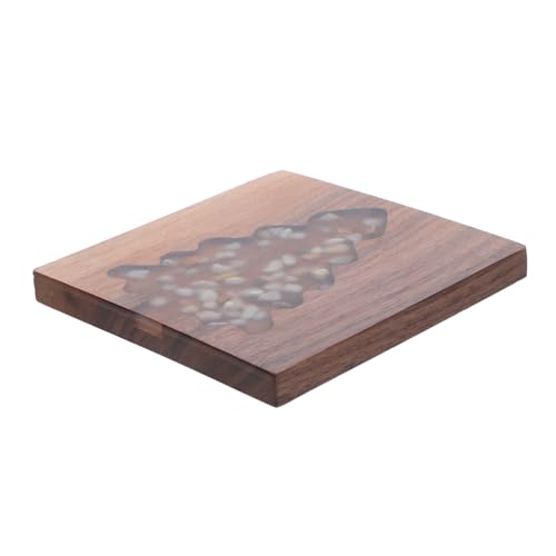 FUNNETOYU Weihnachtliche Holz-untersetzer Quadratisch mit Weihnachtsbaum-Motiv Hitzebeständige Tischdeko aus Holz und Stein Isolierende Getränkematten für Kaffee Tee Festtagsrunden und von FUNNETOYU
