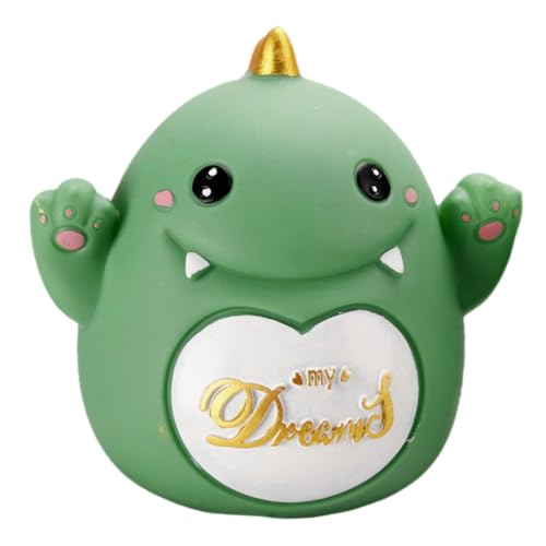 FUNNETOYU Xiaolong Piggy Bank sparen Sparschwein Schweinchen Münze Sparschweine süße Sparbüchse mit Tieren Geldköpfe Dinosaurier Sparbüchse für Erwachsene Geldbank Vinyl Grün von FUNNETOYU