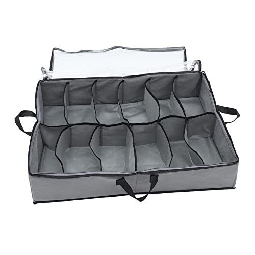 FUNNETOYU Zipper Aufbewahrungsbox mit Transparentem Deckel Fächer Schuhorganizer aus Pe und Vliesstoff Große Unterbett Aufbewahrungstasche Leicht Langlebig mit Verlängerungsgriff von FUNNETOYU