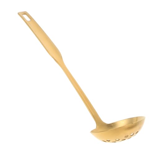 FUNNETOYU sieb aus edelstahl sieblöffel Breitlöffel küchenlöffel Breilöffel Suppenkelle Spinnensieb geschlitzter Servierlöffel Küchenutensilien aus Edelstahl Rostfreier Stahl Golden von FUNNETOYU