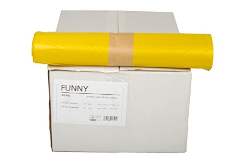 Funny LDPE-Regenerat Müllsäcke, gelb, gerollt, 120 l, Typ 60 extra, 1er Pack (1 x 250 Stück) von Funny