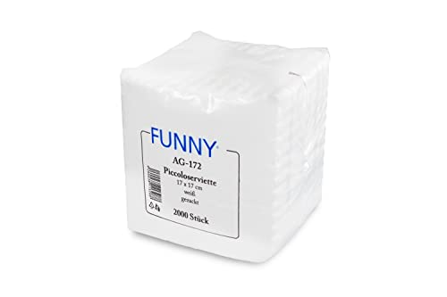 Funny Piccoloservietten, 1 lagig, hochweiß, 17 x 17 cm, 10er Pack (10 x 2000 Stück) von Funny