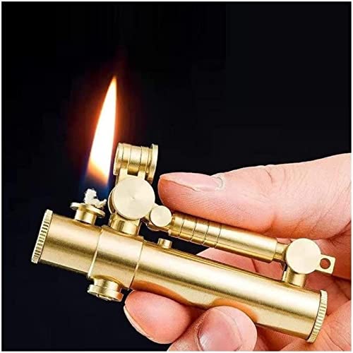 Vintage Feuerzeug Feuerzeug Antike Lokomotive Petroleumfeuerzeug Handgemachtes Reines Kupfer Feuerzeug Sammlung Dekoration Geschenk Tolles Geschenk for Männer (Kein Brennstoff) ( Color : Gold ) von FUNNYBSG