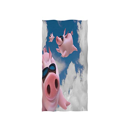 FUNNYY Lustiges Handtuch mit süßem Tierschweinchen-Motiv, sehr saugfähig, sehr saugfähig, für Fitnessstudio, Reisen, Fitnessstudio, Spa, Zuhause, Küche, Bad, 76,2 x 38,1 cm von FUNNYY