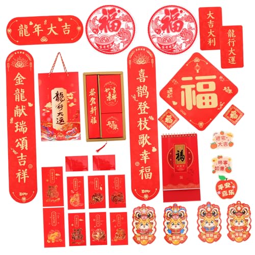 FUNOMOCYA 1 Satz Dragon Year Couplets Festive Spring Festival Door Decorations Silk Magnetic Calendar Box Chinese Year Home Office Decor von FUNOMOCYA