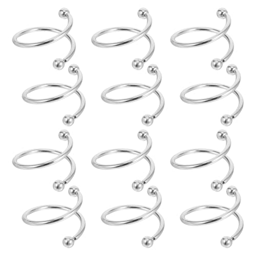 FUNOMOCYA 12 Stück Teiliges Metall Serviettenringe Spiral-Design mit Kreuz und Doppelperlen Silberfarbene Napkin Rings für Hotel Restaurant Hochzeit und Stilvolle Dinner-Partys von FUNOMOCYA