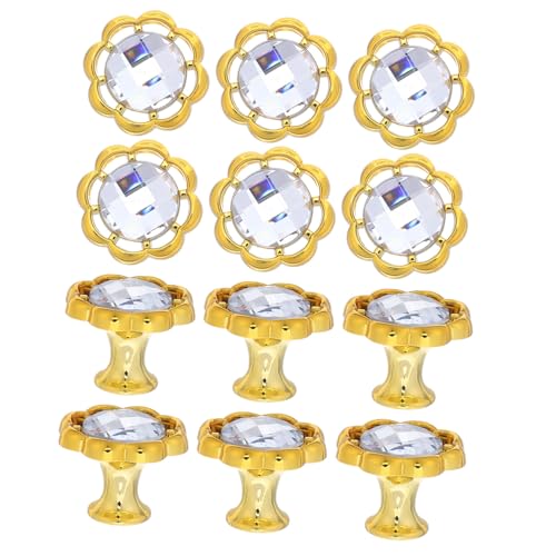 FUNOMOCYA 12 Stück Teiliges Möbelgriffe mit Funkelnden Strass Moderne Blumenform Robuste Schrankgriffe für Küche Schlafzimmer und Einfache Montage Silberfarbene Dekorative Türknöpfe von FUNOMOCYA