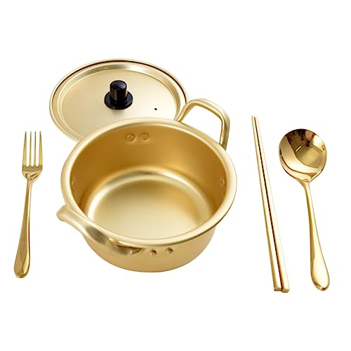 FUNOMOCYA 1Satz Ramen Kochset mit Deckel Instant Nudeln Topf für Suppe und Koreanische Ramen Langlebiges Aluminium für Zuhause Büro und Camping von FUNOMOCYA