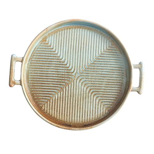 FUNOMOCYA 1Stück Retro Doppelohr Keramik Steakplatte Einfache und Langlebige Backpfanne für Westliche Küche Ergonomisches Design Leicht zu Reinigen Textur von FUNOMOCYA