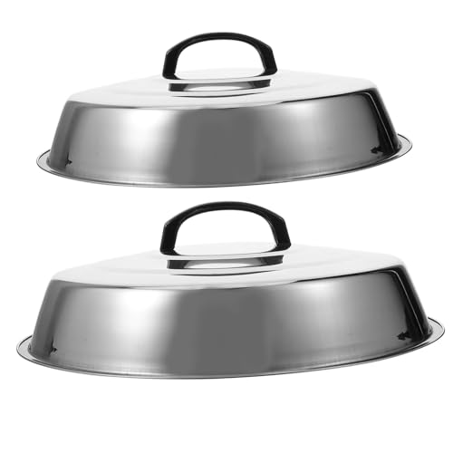 FUNOMOCYA 2 Stück Basting Grillplatte Abdeckhaube Teilig Rostfrei Hitzebeständig mit Griff Vielseitiger Küchenhelfer für Grill BBQ Camping Indoor und Outdoor Nutzung von FUNOMOCYA