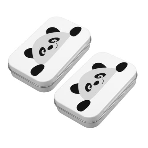 FUNOMOCYA 2 Stück Keksdose Aus Weißblech Dekorative Aufbewahrungsbox Mit Deckel Für Süßigkeiten Teebehälter Metall Aufbewahrungsbox Für Geschenke 95x60x20mm F-design Panda (weiß) von FUNOMOCYA