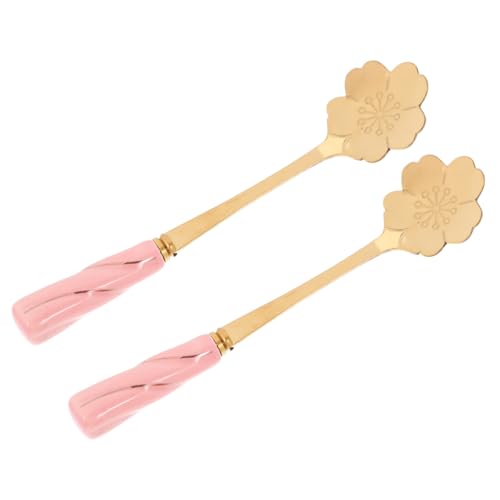 FUNOMOCYA 2 Stück Dessertlöffel mit Blumenform Goldene Kaffeelöffel für Tee Kaffee und Desserts Kreatives Besteck für Stilvolle Teepartys und Romantische Anlässe von FUNOMOCYA