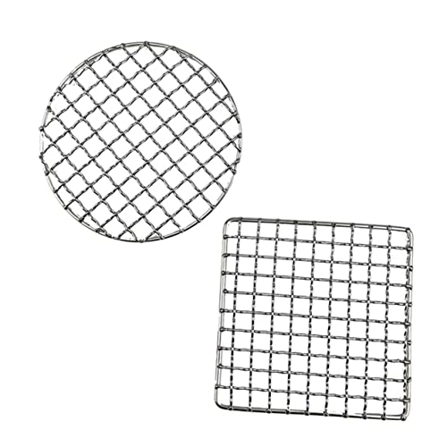 FUNOMOCYA 2 Stück Edelstahl Grillrost Hitzebeständiges Rostfreies Barbecue Grillnetz für Outdoor Camping Holzkohlegrill und Picknick Vielseitiges Bbq Zubehör für Steak Fisch Gemüse von FUNOMOCYA