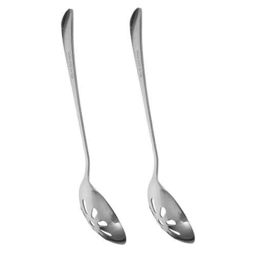 FUNOMOCYA 2 Stück Edelstahl Kleine Schlitzlöffel Servierlöffel Vielseitig Wiederverwendbar Spülmaschinenfest für Familie Restaurant Bankett von FUNOMOCYA