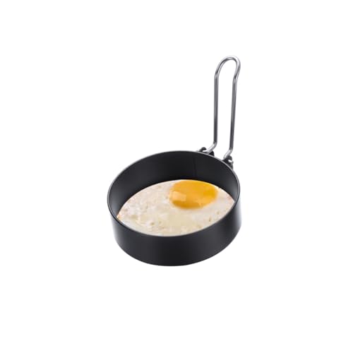 FUNOMOCYA 2 Stück Edelstahl Spiegelei Form Runde Antihaftbeschichtete Eierringe mit Drehbarem Griff Langlebige Küchenschale für Pancakes Omeletts und Spiegeleier Einfach zu Reinigen Lagern von FUNOMOCYA