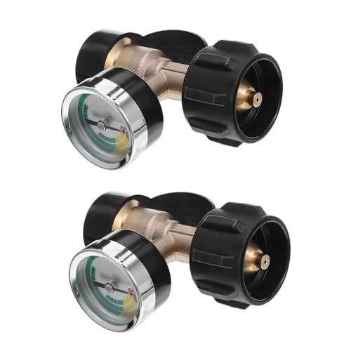 FUNOMOCYA 2 Stück Gasflaschenadapter mit Manometer Präzise Druckanzeige Anschluss Langlebig Kompatibel für Camping Grill Heizung Schnelle Installation Sicherer Betrieb von FUNOMOCYA