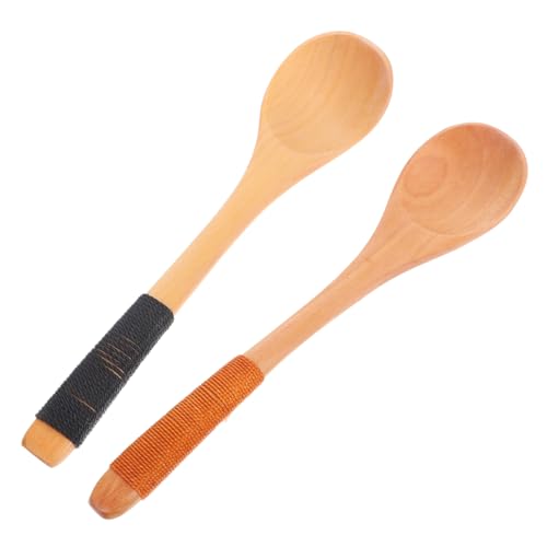 FUNOMOCYA 2 Stück Holzlöffel Spitze Kind Creme Winzig Farbe Mutter Punkt Auslösen Am Stiel Lustiger Eislöffel Nachtisch Dessertlöffel Aus Holz Besteck Aus Holz Bambus von FUNOMOCYA