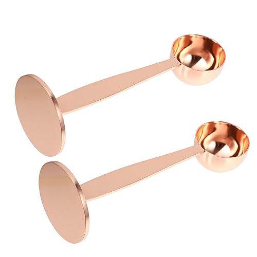 FUNOMOCYA 2 Stück Kaffeelöffel Messungspulverpresse Rühren Espresso-Kaffeelöffel Tassen messen werkzeug Espresso -Manipulation Espressopressen-Tamper Pulverhammer Rostfreier Stahl Roségold von FUNOMOCYA